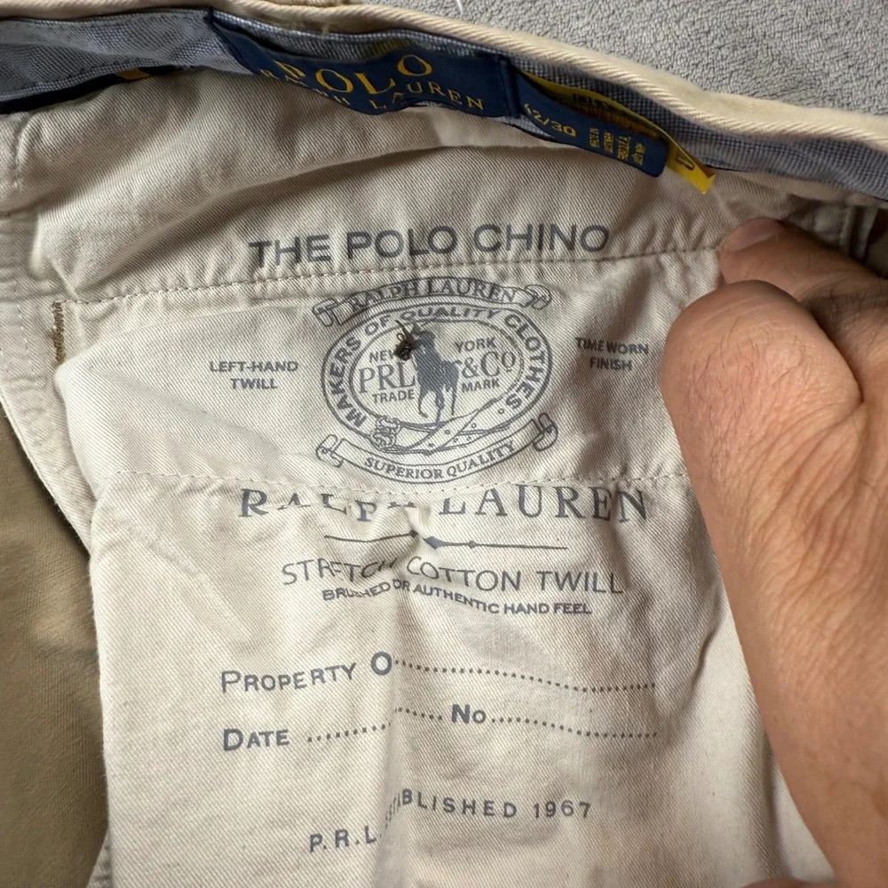 Polo Ralph Lauren Mens Stretch Straight Fit Chino Pants Beige 42x30‎